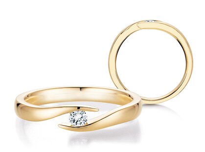 Bague de fiançailles Twist dans 14K or jaune avec diamant 0,10ct G/SI