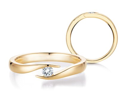 Bague de fiançailles Twist dans 14K or jaune avec diamant 0,10ct G/SI