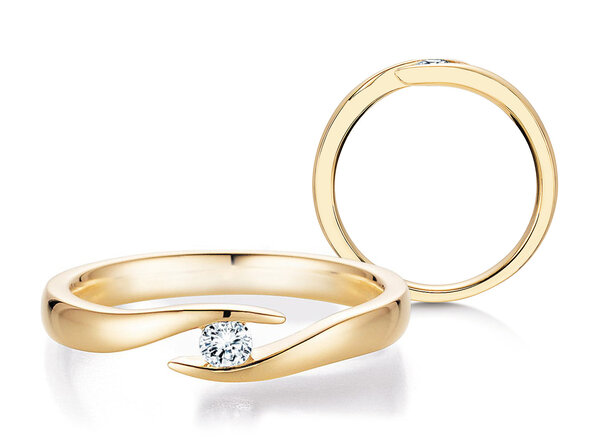 Bague de fiançailles Twist dans 14K or jaune avec diamant 0,10ct H/SI