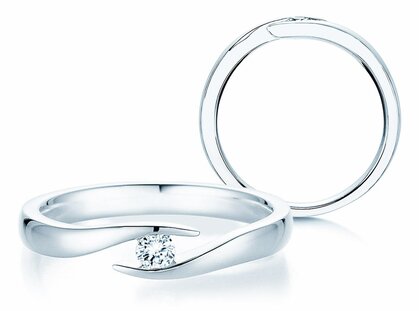 Bague de fiançailles Twist dans platine 950/- avec diamant 0,10ct G/SI