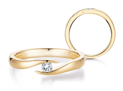 Bague de fiançailles Twist en 9K or jaune avec diamant 0,15ct G/SI