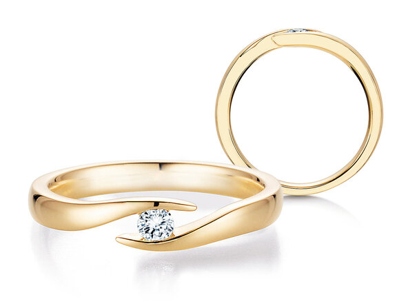 Bague de fiançailles Twist en 9K or jaune avec diamant 0,15ct G/SI