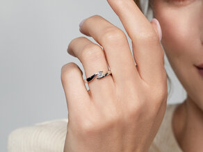 Bague de fiançailles Twist en 14K or jaune avec diamant 0,20ct H/SI