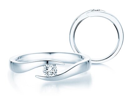 Bague de fiançailles Twist dans 14K or blanc avec diamant 0,20ct H/SI
