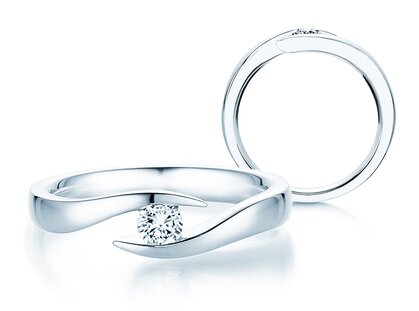 Bague de fiançailles Twist dans 18K or blanc avec diamant 0,20ct G/SI