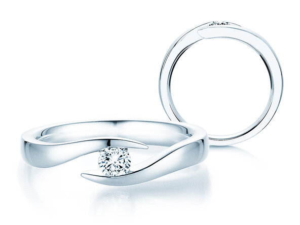 Bague de fiançailles Twist dans 14K or blanc avec diamant 0,20ct H/SI
