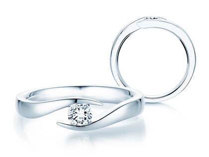 Bague de fiançailles Twist dans 14K or blanc avec diamant 0,25ct G/SI