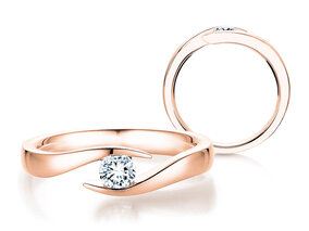 Bague de fiançailles Twist en 9K or rose avec diamant 0,03ct G/SI