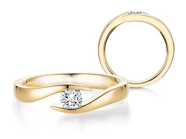 Bague de fiançailles Twist dans 14K or jaune avec diamant 0,25ct G/SI