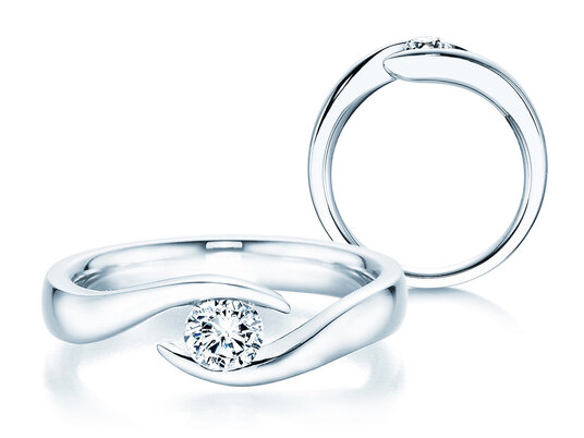 Bague de fiançailles Twist en 9K or blanc avec diamant 0,25ct H/SI