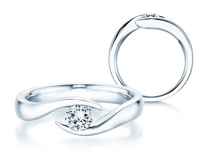 Bague de fiançailles Twist en 9K or blanc avec diamant 0,30ct H/SI