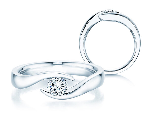 Bague de fiançailles Twist en 9K or blanc avec diamant 0,30ct H/SI