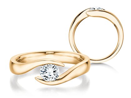 Bague de fiançailles Twist dans 18K or jaune avec diamant 0,40ct H/SI