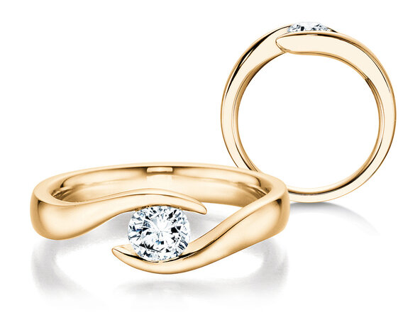 Bague de fiançailles Twist dans 18K or jaune avec diamant 0,40ct H/SI