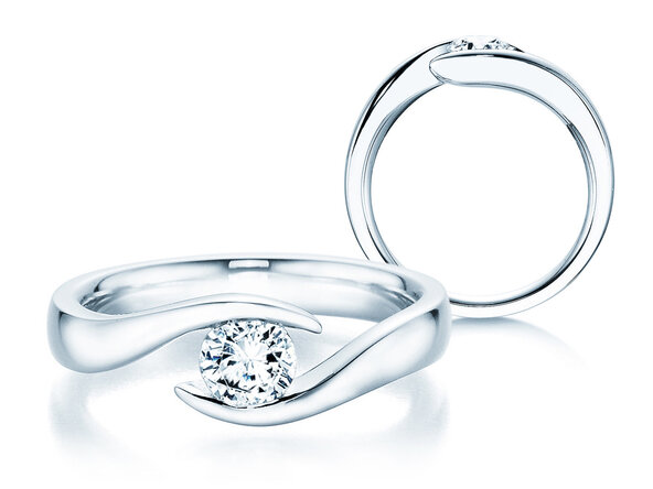 Bague de fiançailles Twist dans 18K or blanc avec diamant 0,40ct H/SI