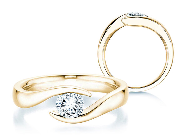 Bague de fiançailles Twist dans 18K or jaune avec diamant 0,50ct H/SI