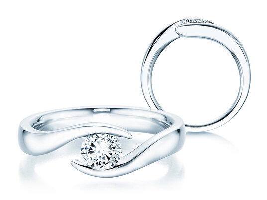 Bague de fiançailles Twist en 9K or blanc avec diamant 0,50ct H/SI
