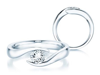 Bague de fiançailles Twist dans platine 950/- avec diamant 0,50ct G/SI