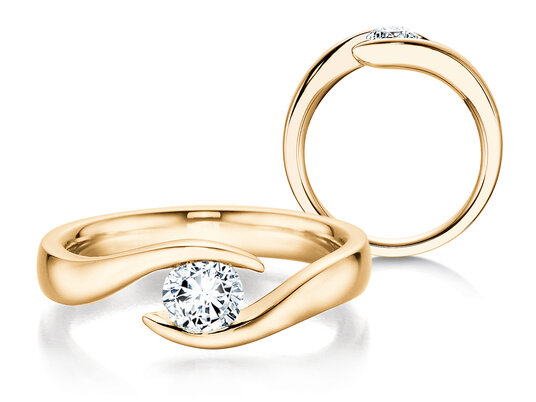 Bague de fiançailles Twist en 9K or blanc avec diamant 0,50ct H/SI