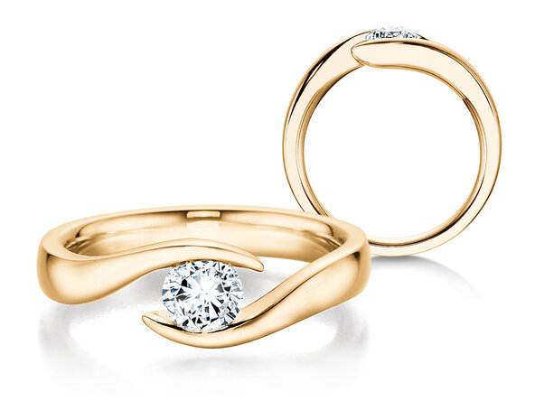 Bague de fiançailles Twist en 9K or jaune avec diamant 1,00ct H/SI