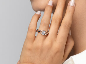 Bague de fiançailles Twist en 9K or blanc avec diamant 0,75ct H/SI