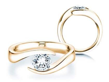 Bague de fiançailles Twist en 14K or jaune avec diamant 1,00ct H/SI