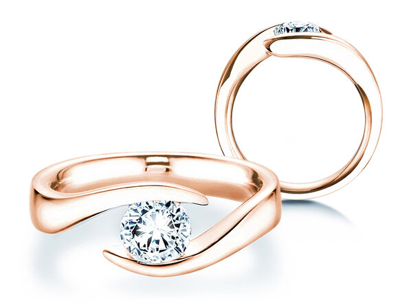 Bague de fiançailles Twist en 9K or rose avec diamant 1,00ct H/SI