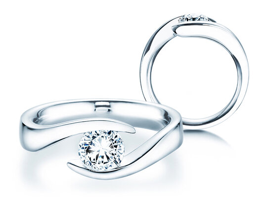 Bague de fiançailles Twist en 9K or blanc avec diamant 1,00ct H/SI