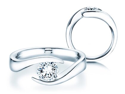 Bague de fiançailles Twist en 9K or blanc avec diamant 1,00ct H/SI