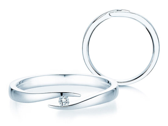 Bague de fiançailles Twist dans Argent 925/- avec diamant 0,03ct H/SI