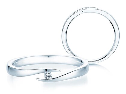 Bague de fiançailles Twist dans Argent 925/- avec diamant 0,03ct H/SI